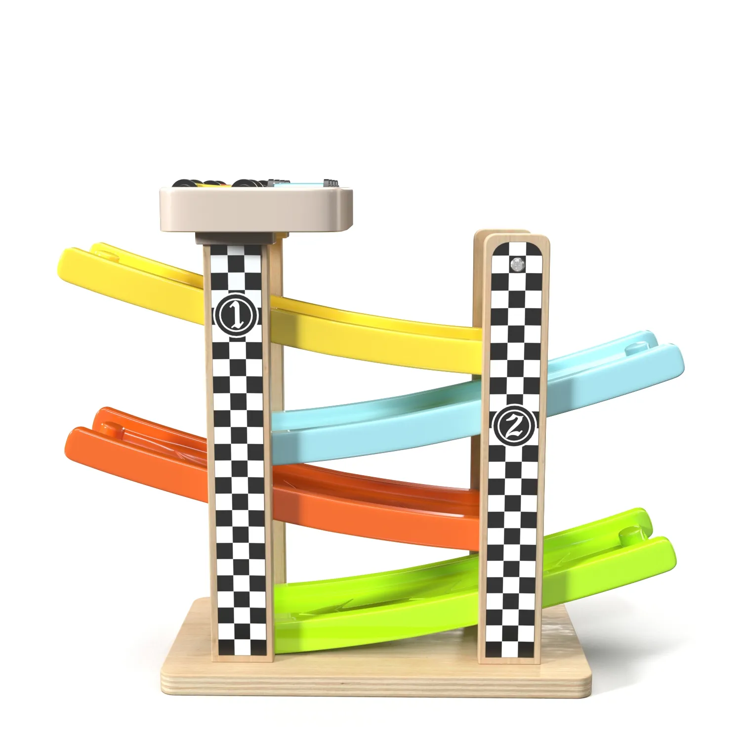 Top Bright Toddler Gifts Wooden Race Track Car Ramp Racer PBR 3D Model_04